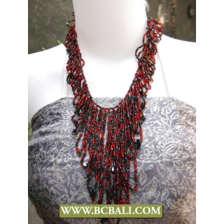 Reds and Black Squins Casandra Fashion Necklace 